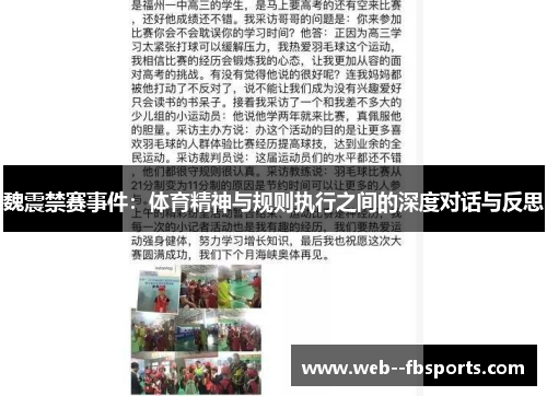 魏震禁赛事件：体育精神与规则执行之间的深度对话与反思